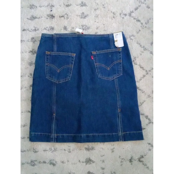 Vintage Levis Denim Pencil  Skirt Superlow Juniors Size 9 34x21 Made  🇺🇸  New - Picture 2 of 13